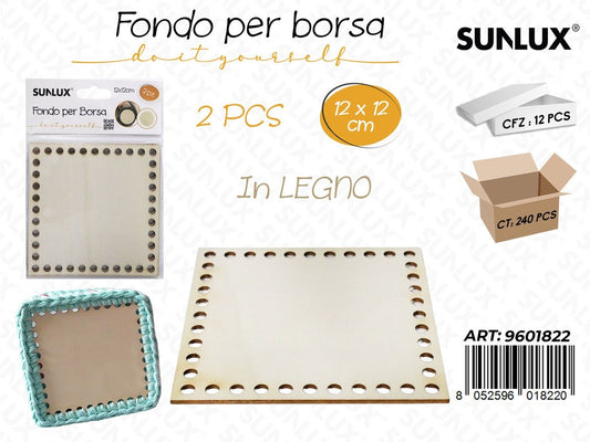Sunlux Fondo per Borsa in Legno 2PCS 12*12CM