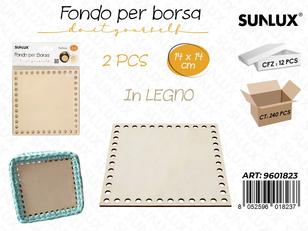 Sunlux Fondo per Borsa in Legno 2PCS 14*14CM