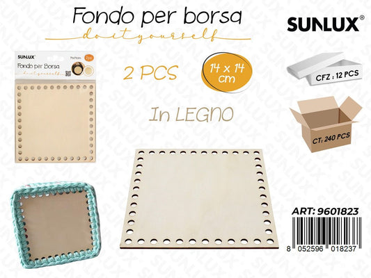Sunlux Fondo per Borsa in Legno 2PCS 14*14CM