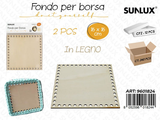 Sunlux Fondo per Borsa in Legno 2PCS 16*16CM