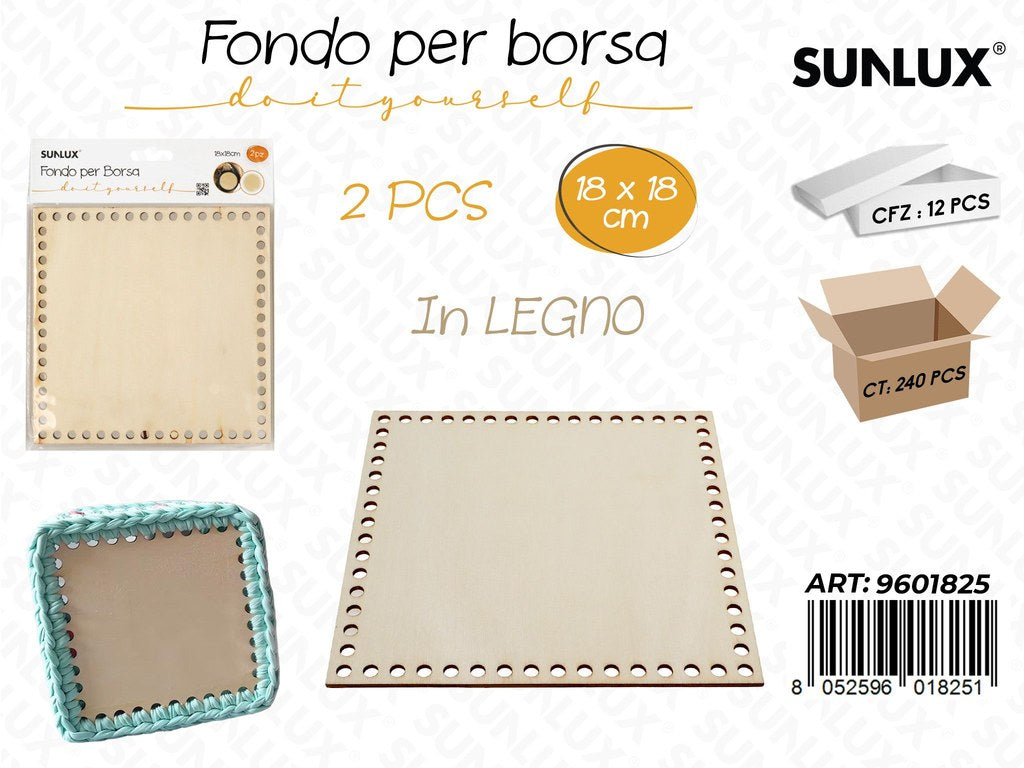 Sunlux Fondo per Borsa in Legno 2PCS 18*18CM
