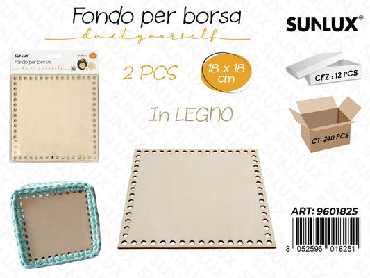 Sunlux Fondo per Borsa in Legno 2PCS 18*18CM