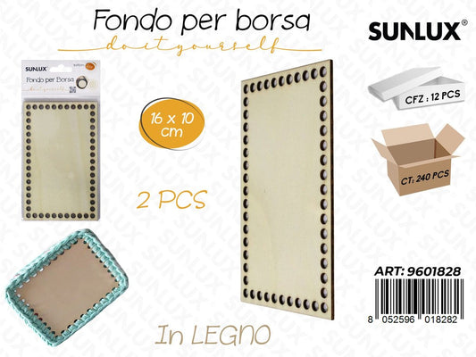 Sunlux Fondo per Borsa in Legno 2PCS 16*10CM