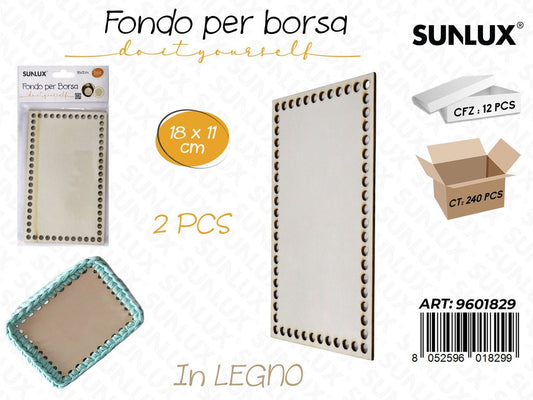 Sunlux Fondo per Borsa in Legno 2PCS 18*11CM