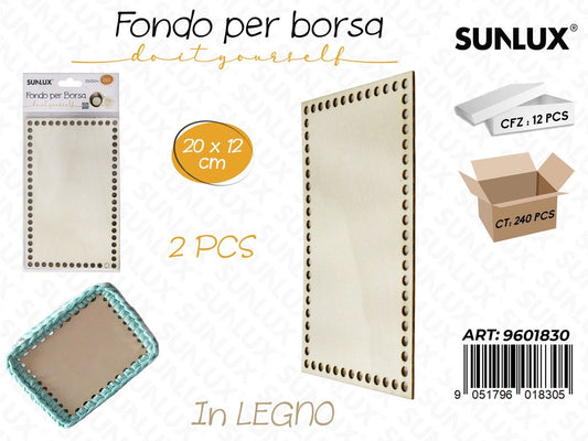 Sunlux Fondo per Borsa in Legno 2PCS 20*12CM