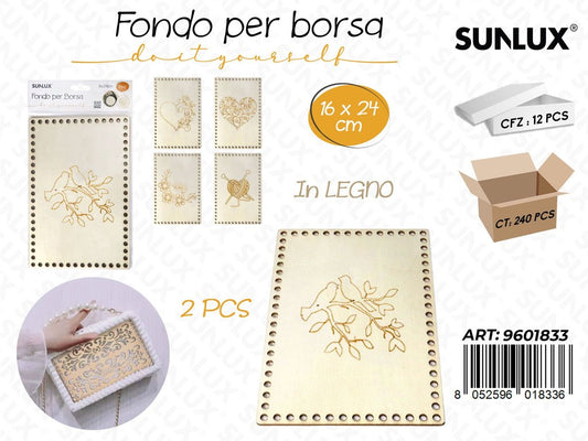 Sunlux Fondo per Borsa in Legno 2PCS Ass. 16*24CM