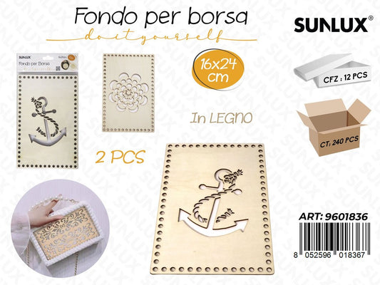 Sunlux Fondo per Borsa in Legno 2PCS Ass. 16*24CM
