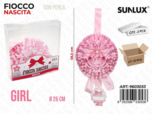 Sunlux Fiocco Nascita Girl c/ Perla D.26-58.5CM