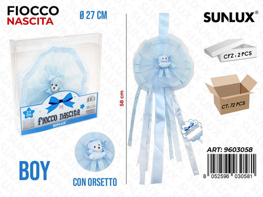 Sunlux Fiocco Nascita Boy c/ Orso D.27-58CM