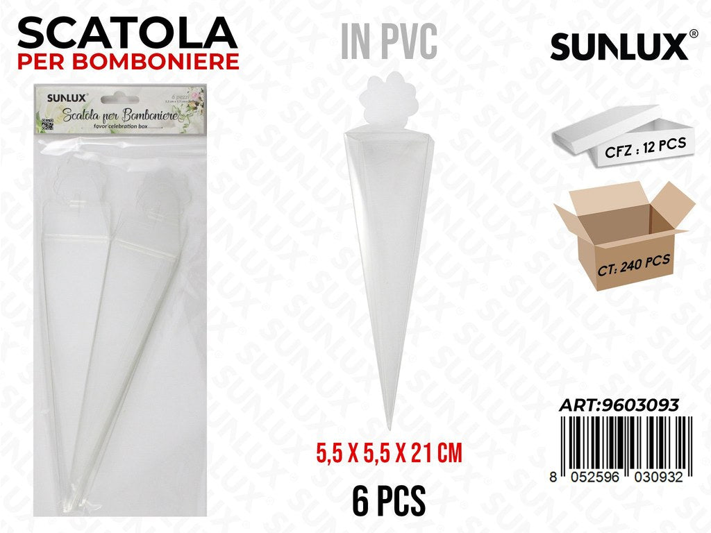 Sunlux Scatola Bomb. in Pvc 6PCS 5.5*5.5*21CM