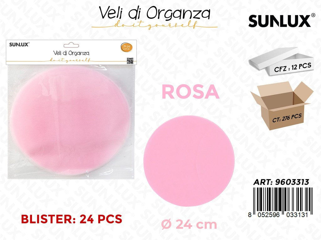 Sunlux Veli di Organza Rosa 24PCS D.24CM