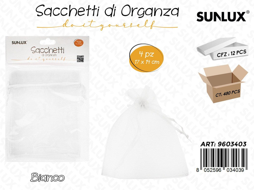 Sunlux Sacchetto Organza Bianco 4PCS 17*14CM