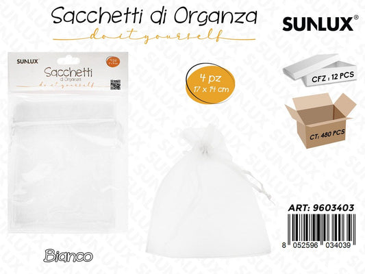 Sunlux Sacchetto Organza Bianco 4PCS 17*14CM