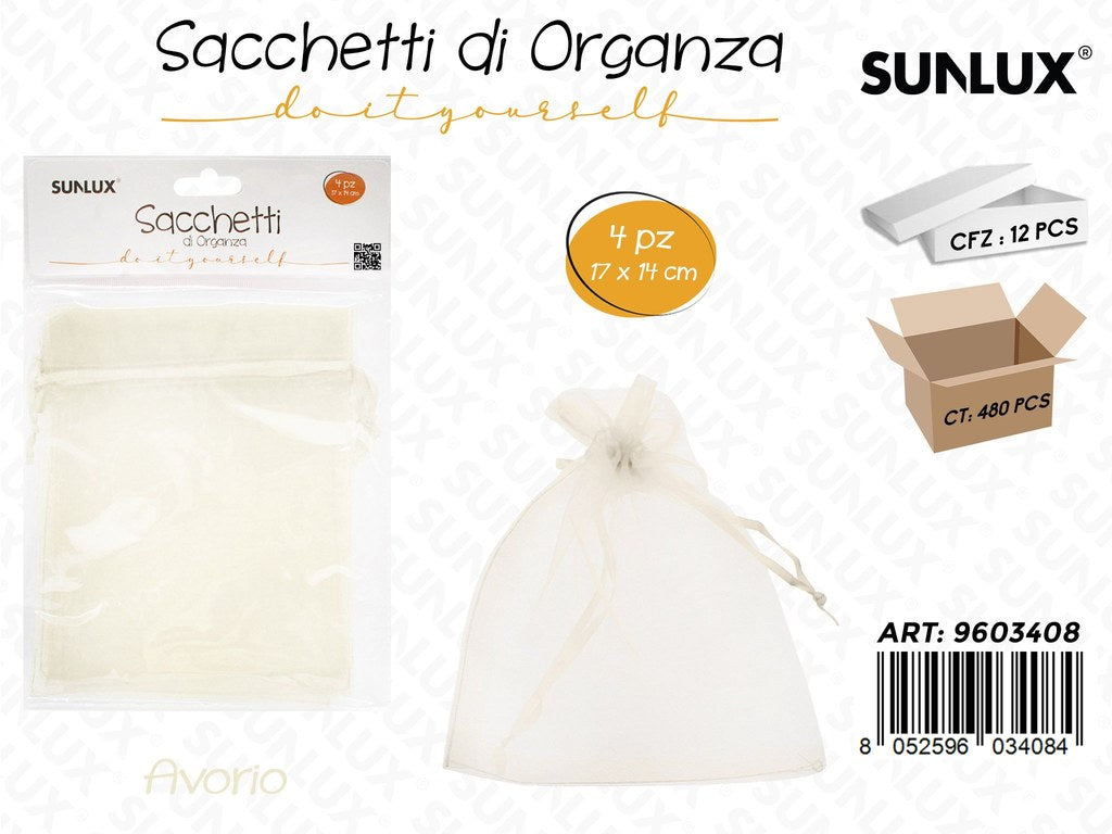 Sunlux Sacchetto Organza Avorio 4PCS 17*14CM