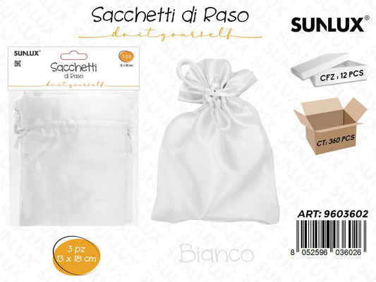 Sunlux Sacchetti di Raso Bianco 13*18CM 3PCS