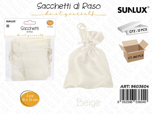 Sunlux Sacchetti di Raso Beige 10*13CM 3PCS