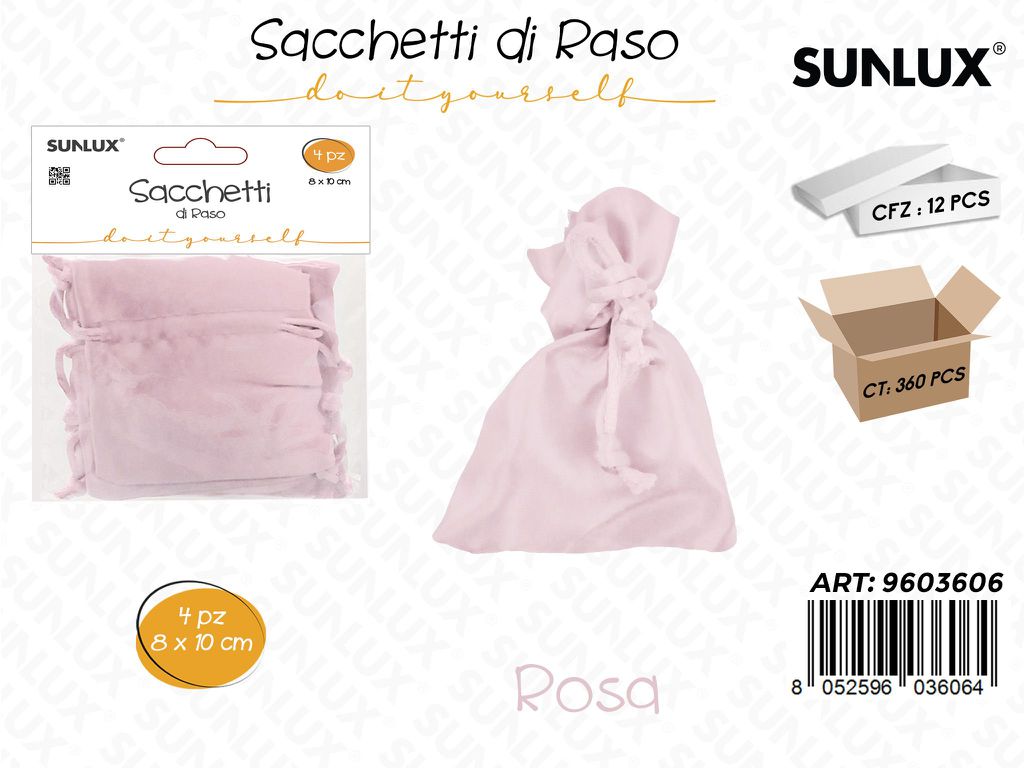 Sunlux Sacchetti di Raso Rosa 8*10CM 4PCS