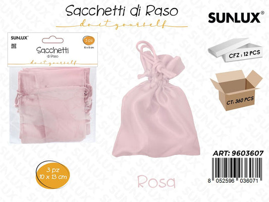 Sunlux Sacchetti di Raso Rosa 10*13CM 3PCS
