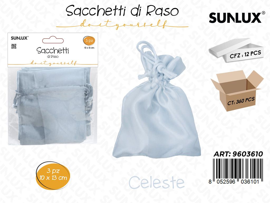 Sunlux Sacchetti di Raso Celeste 10*13CM 3PCS