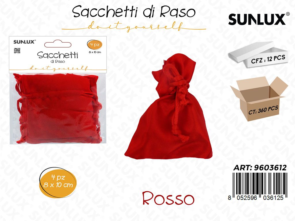 Sunlux Sacchetti di Raso Rosso 8*10CM 4PCS