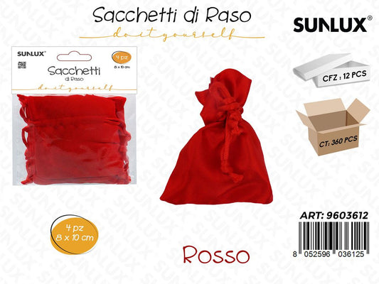 Sunlux Sacchetti di Raso Rosso 8*10CM 4PCS