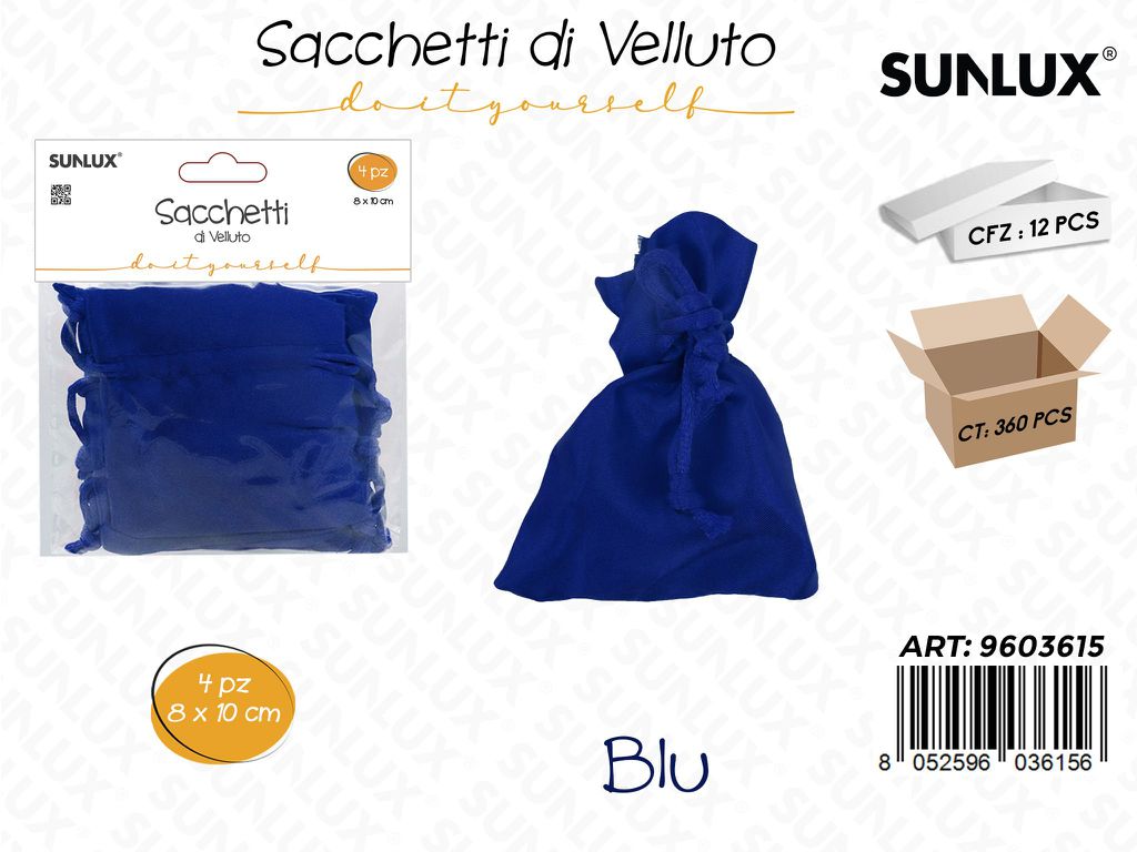 Sunlux Sacchetti di Velluto Blu 8*10CM 4PCS