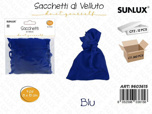 Sunlux Sacchetti di Velluto Blu 8*10CM 4PCS