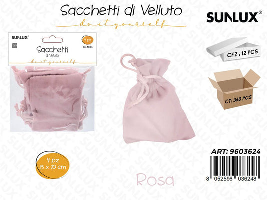 Sunlux Sacchetti di Velluto Rosa 8*10CM 4PCS