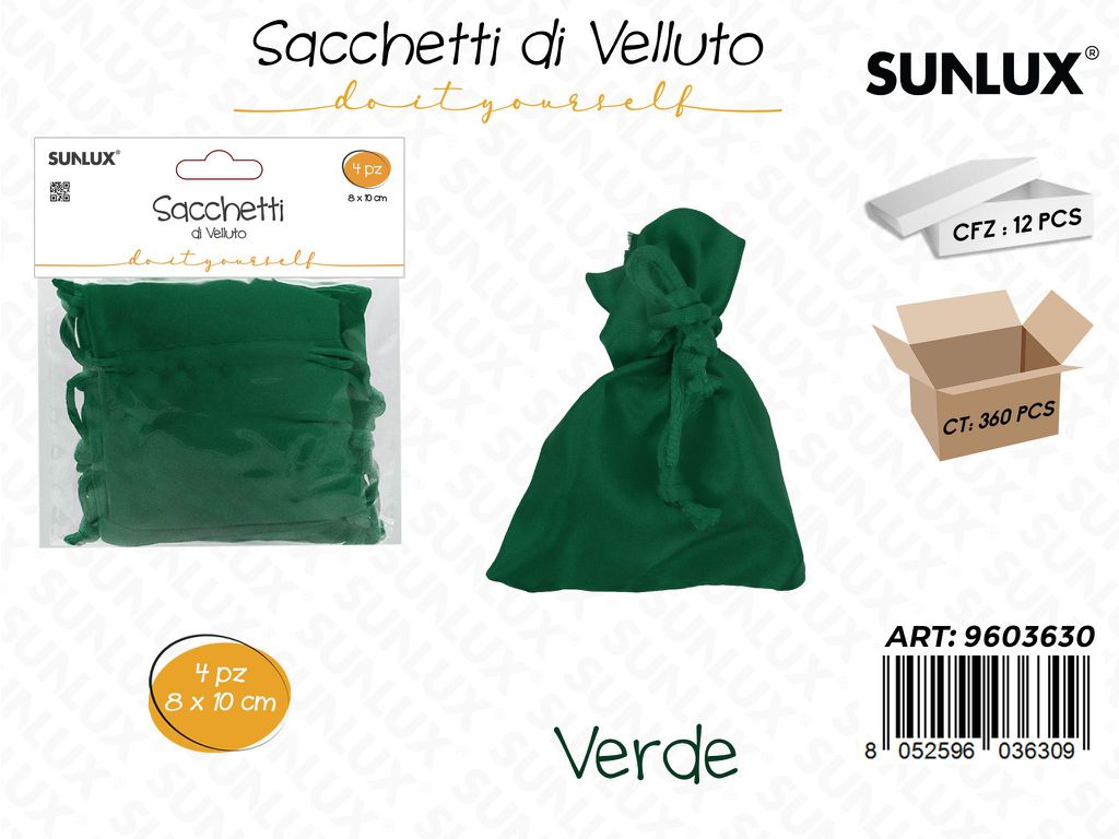 Sunlux Sacchetti di Velluto Verde 8*10CM 4PCS