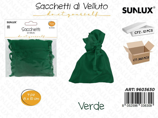 Sunlux Sacchetti di Velluto Verde 8*10CM 4PCS