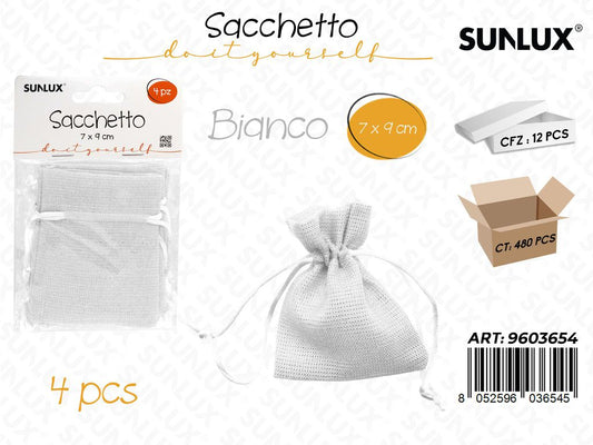 Sunlux Sacchetto Bomb. Bianco Lino 4PCS 7*9CM