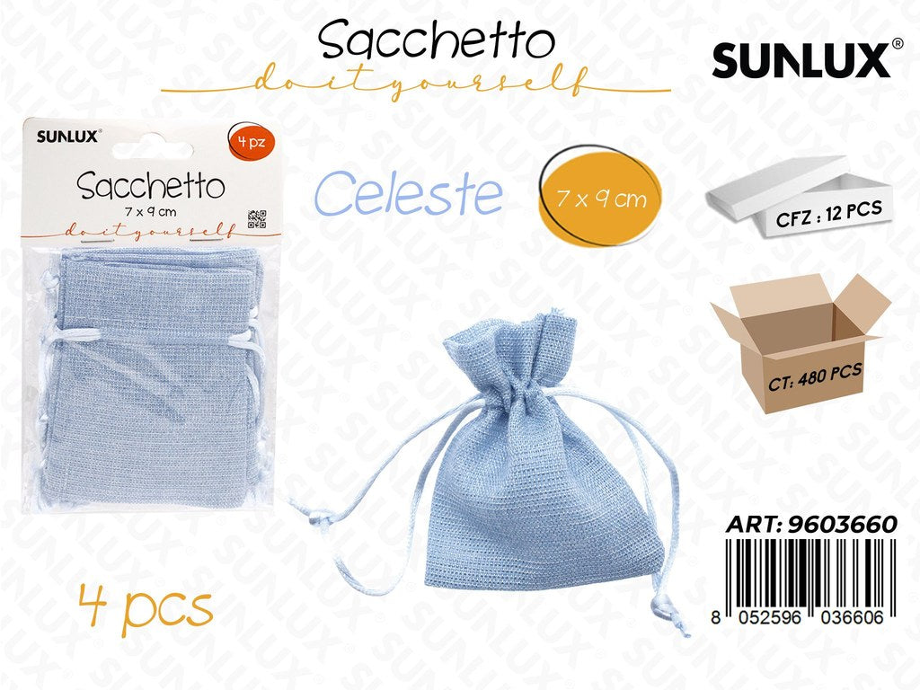 Sunlux Sacchetto Bomb. Celeste Lino 4PCS 7*9CM