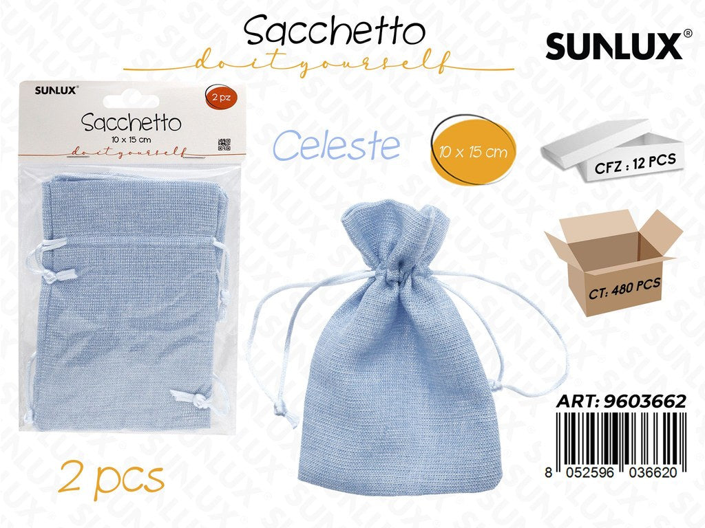 Sunlux Sacchetto Bomb. Celeste Lino 2PCS 10*15CM