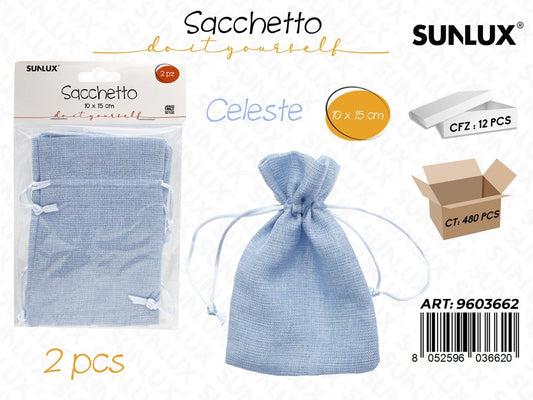 Sunlux Sacchetto Bomb. Celeste Lino 2PCS 10*15CM