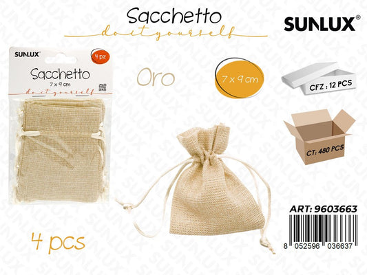 Sunlux Sacchetto Bomb. Oro Lino 4PCS 7*9CM