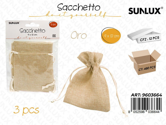 Sunlux Sacchetto Bomb. Oro Lino 3PCS 9*12CM