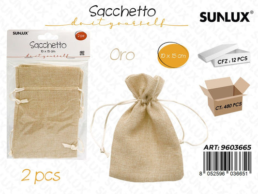 Sunlux Sacchetto Bomb. Oro Lino 2PCS 10*15CM