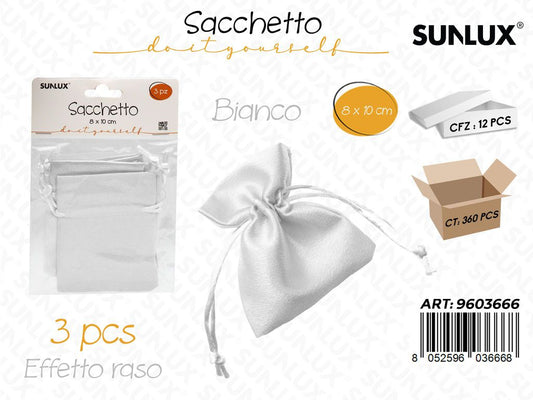 Sunlux Sacchetto Bomb. Bianco Raso 3PCS 8*10CM