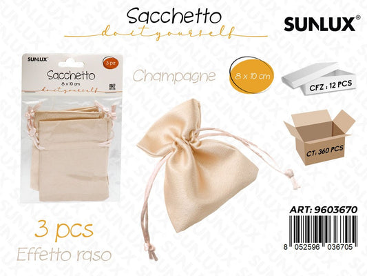 Sunlux Sacchetto Bomb. Champagne Raso 3PCS 8*10CM