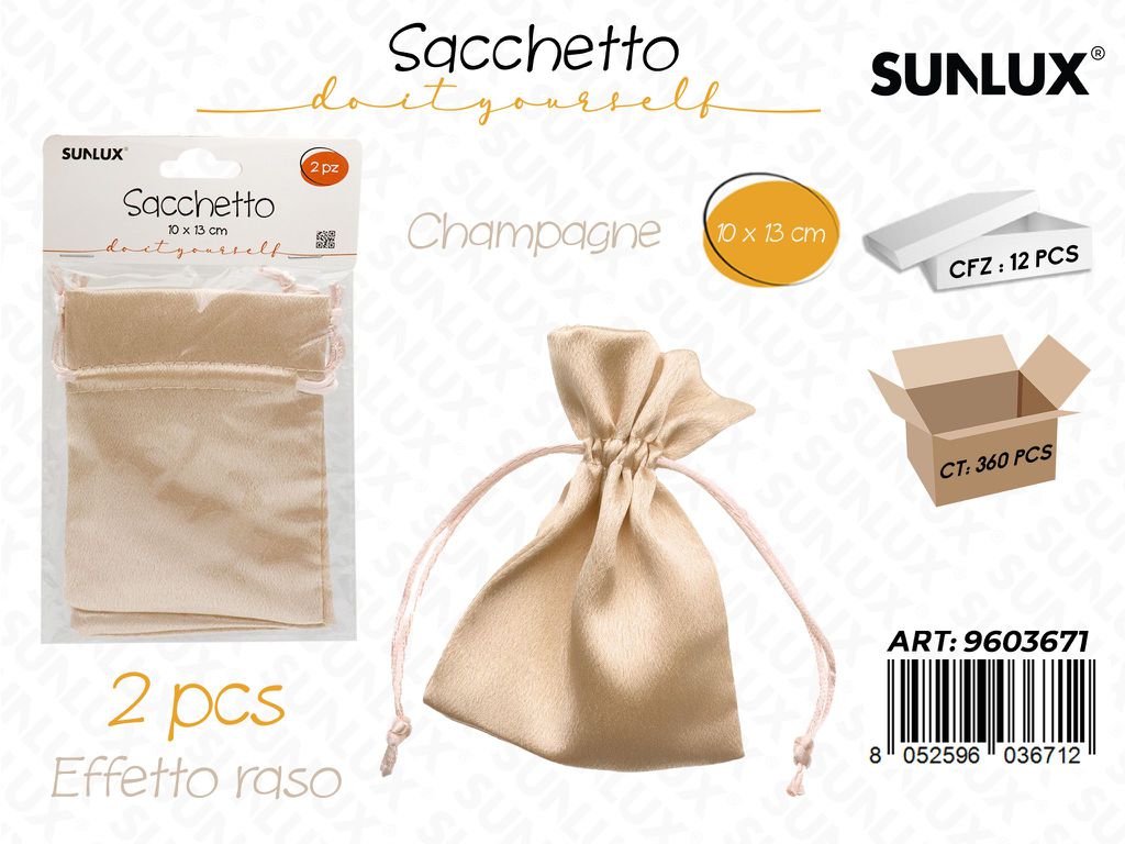 Sunlux Sacchetto Bomb. Champagne Raso 2PCS 10*13CM