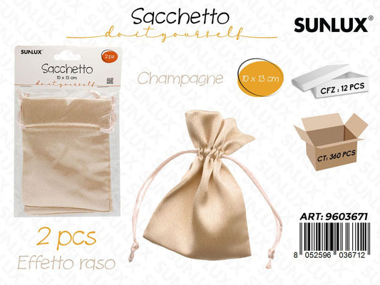 Sunlux Sacchetto Bomb. Champagne Raso 2PCS 10*13CM