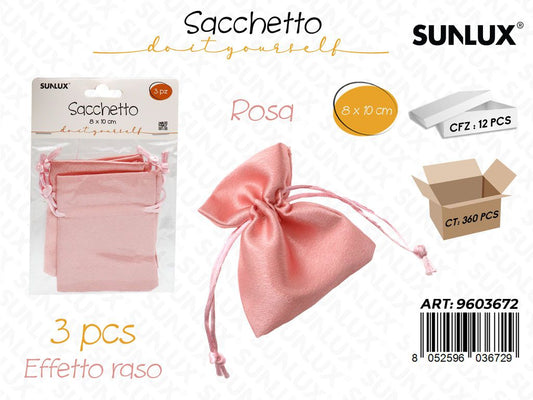 Sunlux Sacchetto Bomb. Rosa Raso 3PCS 8*10CM