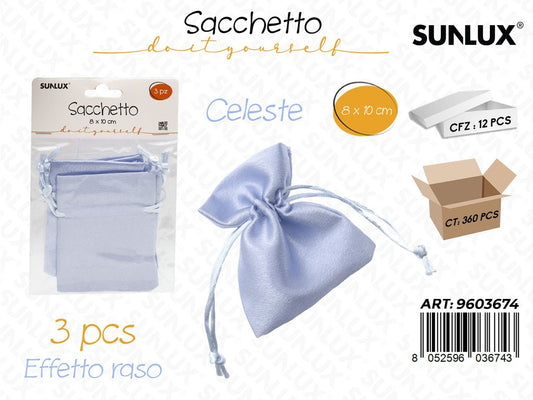 Sunlux Sacchetto Bomb. Celeste Raso 3PCS 8*10CM