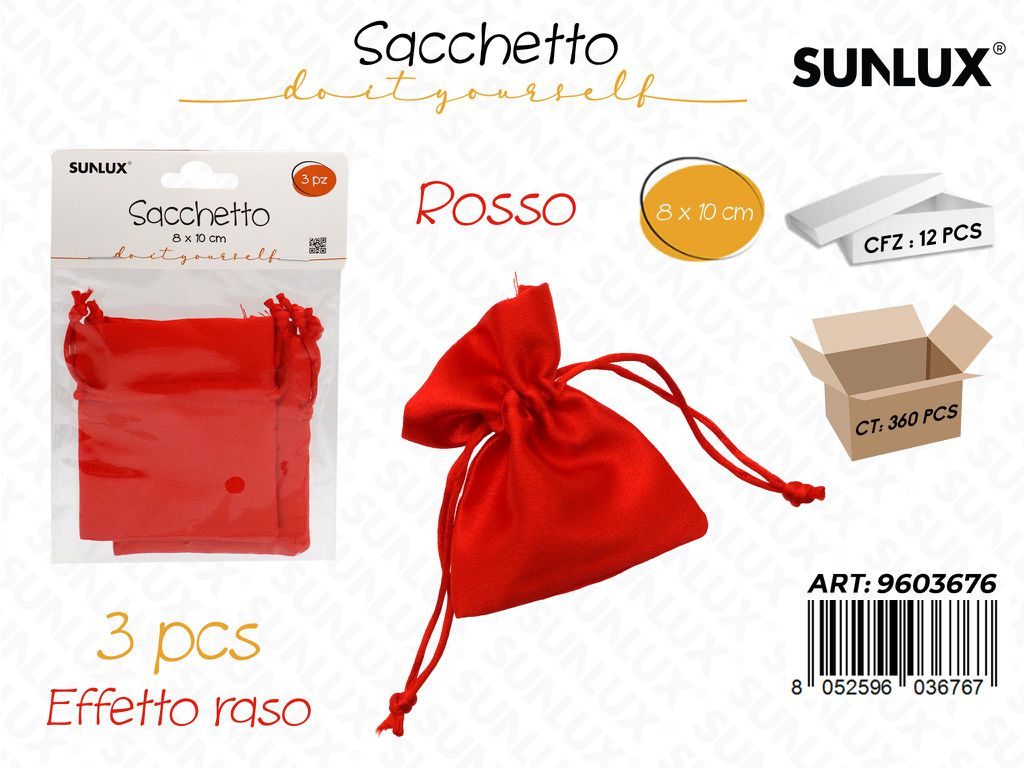 Sunlux Sacchetto Bomb. Rosso Raso 3PCS 8*10CM