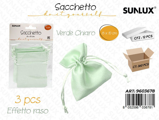 Sunlux Sacchetto Bomb. Verde Chiaro Raso 3PCS 8*10CM