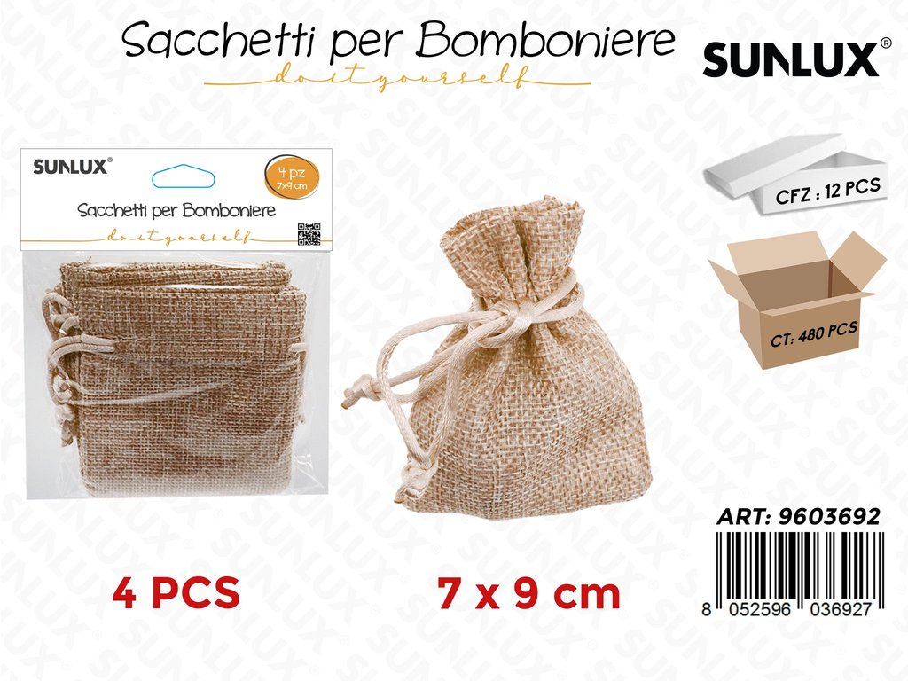 Sunlux Sacchetti Bomb. Col. Lino 4PCS 7*9CM