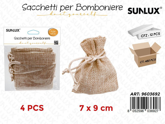Sunlux Sacchetti Bomb. Col. Lino 4PCS 7*9CM