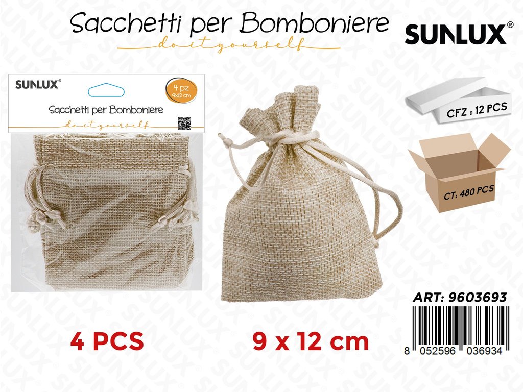 Sunlux Sacchetti Bomb. Col. Lino 4PCS 9*12CM