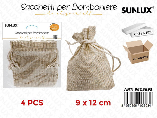 Sunlux Sacchetti Bomb. Col. Lino 4PCS 9*12CM