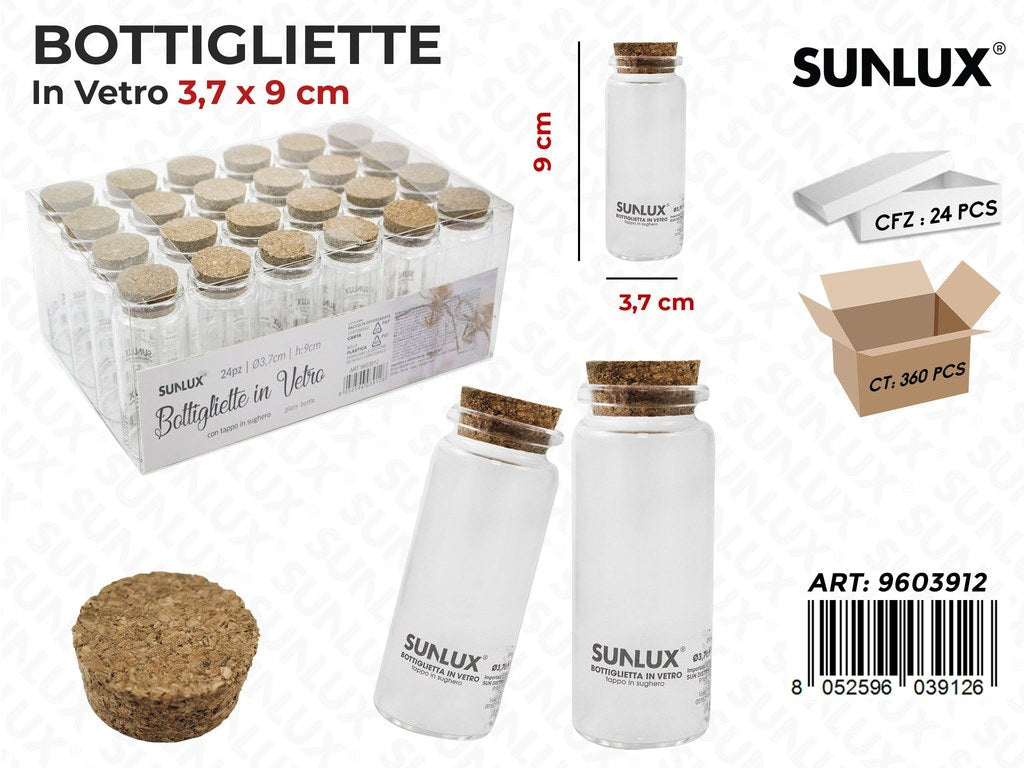 Sunlux Bottigliette in Vetro c/Tappo Sughero 3.7*9CM